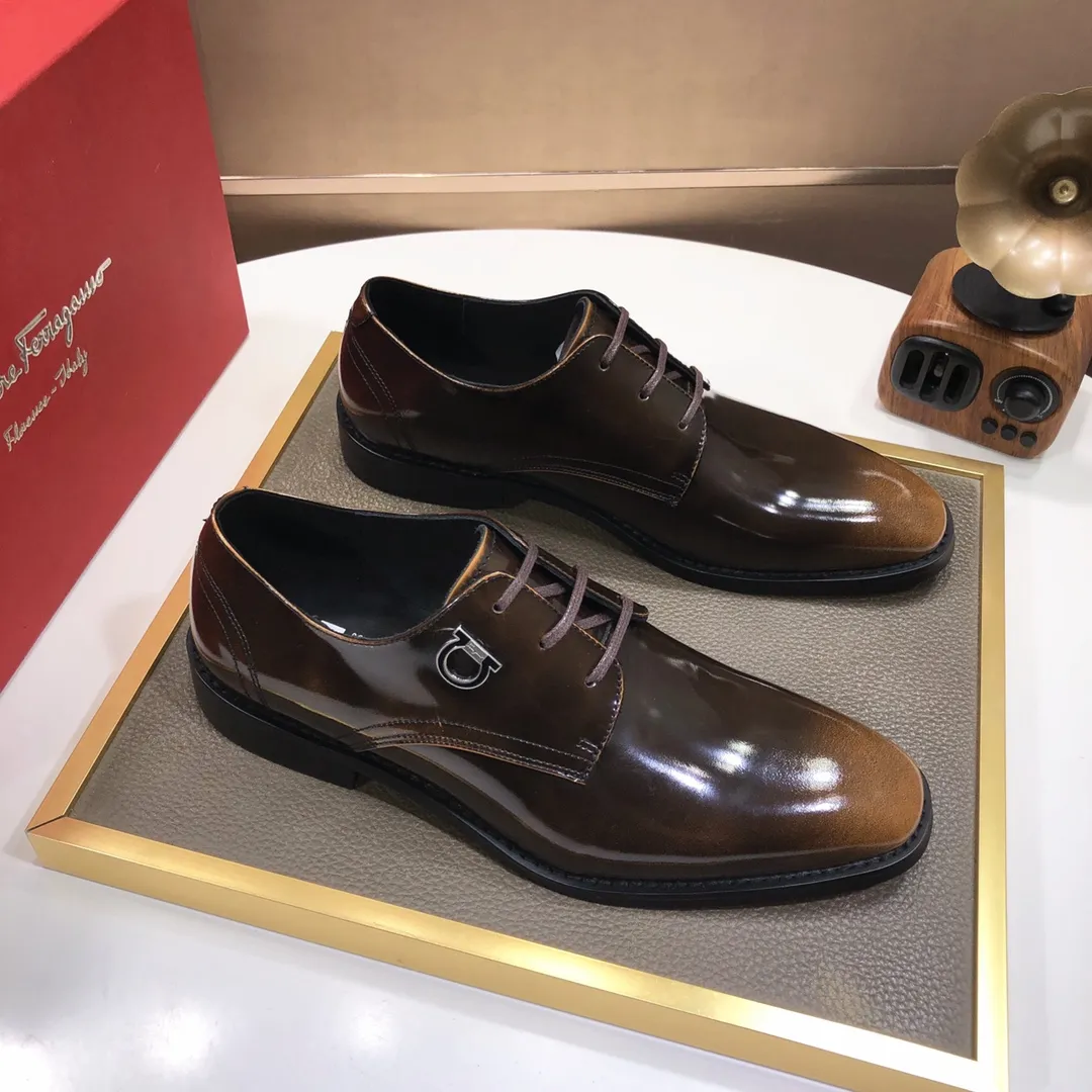 Men's shoes 💰540💰[Ferragamo/Ferragamo] (high-end Niuli) New 🍀 Ferragamo* - top version Ferragamo's classic formal leather shoes! Made of imported original cowhide, the inner top layer is comfortable cowhide lining! Original wear-resistant rubber outsole! High quality products! Code number 38-44!